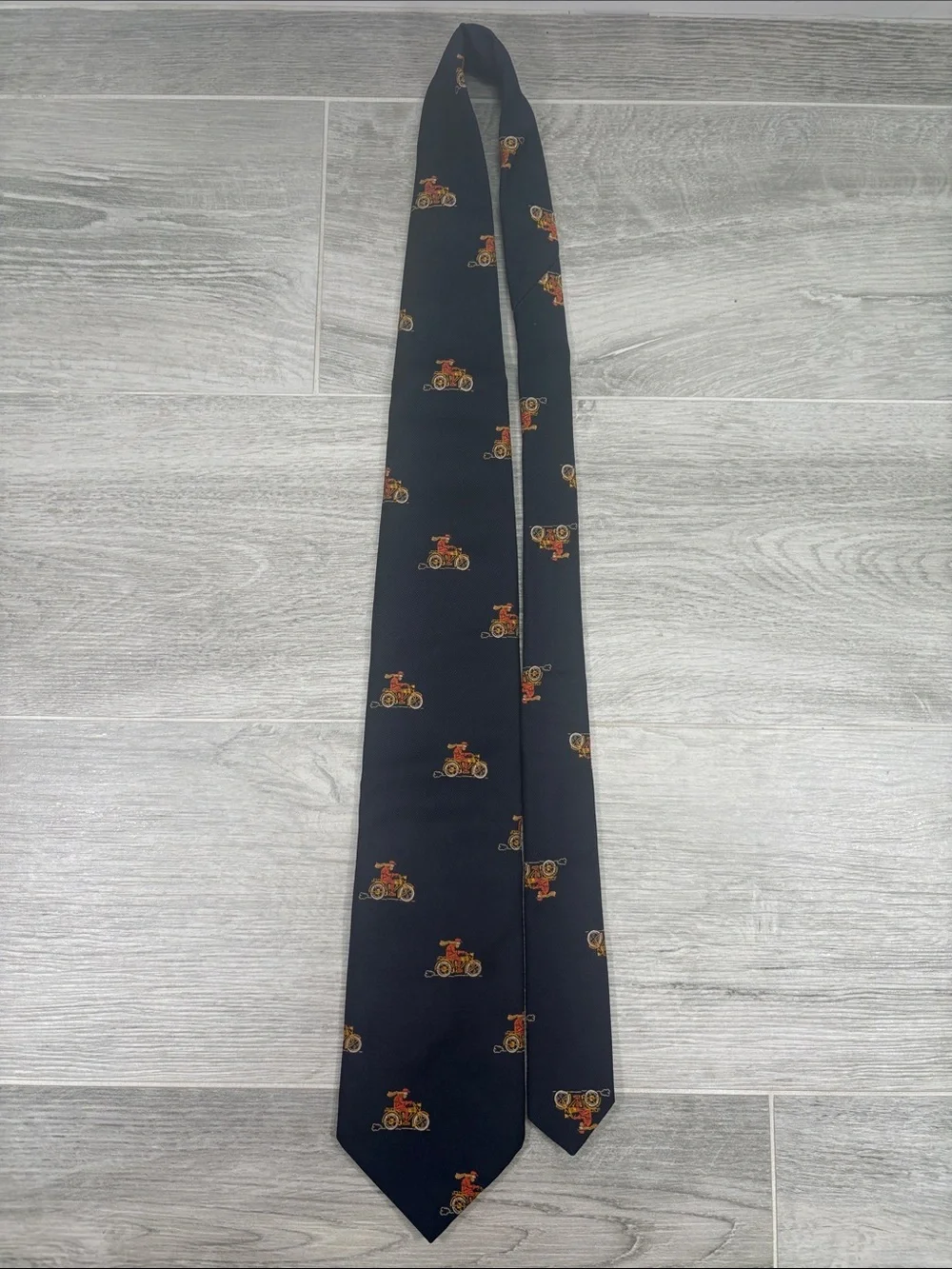 Vintage Bert Pulitzer Navy Blue Silk Blend Classic Motorcycle Tie